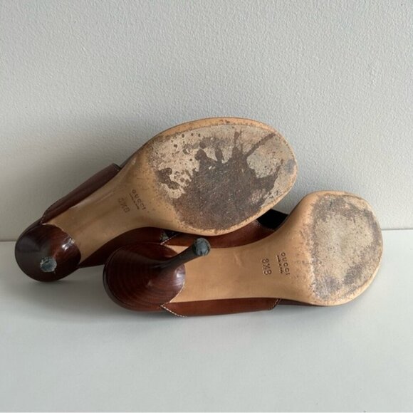 Gucci Horsebit Brown Leather and GG Canvas Slide Sandals Size 8.5B - Picture 10 of 10